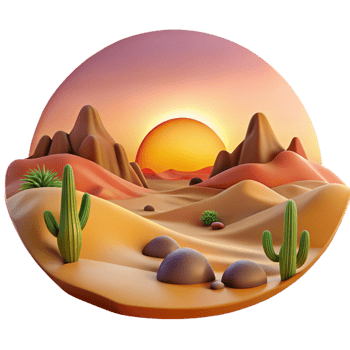 sumptuous exemplary A desert landscape at sunset, warm and vibrant colors, dramatic and expansive, landscape photography style png