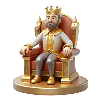 iconic rustic A regal king sitting on his throne, golden lighting, Renaissance painting style masterfully captured png