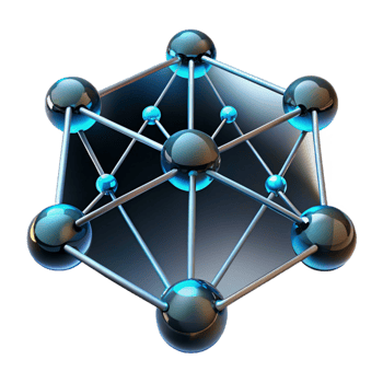 energetic picturesque A network of interconnected nodes, glowing lines of data flow, dark, moody lighting, abstract style professional png