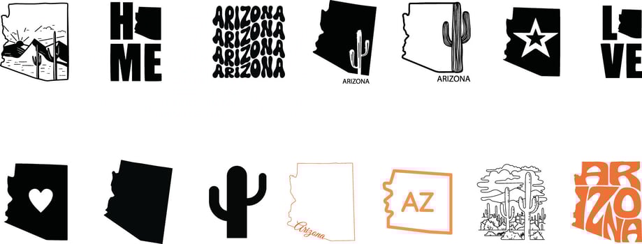 Arizona black set silhouette vector