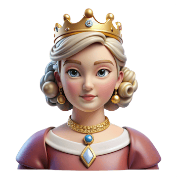 enchanting energetic creative Portrait of a regal queen with a jeweled crown, palace lighting, baroque style detailed png