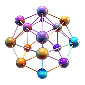 captivating exemplary A network of interconnected nodes, pulsing with data, glowing with various colors, in a dark, abstract style png