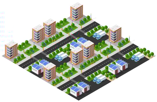 Isometric view of a city layout vector
