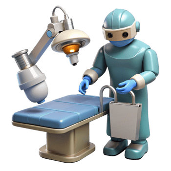 picturesque signature A robotic surgeon performing a delicate operation, sterile lighting, medical style png