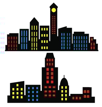 City silhouette set flat vector