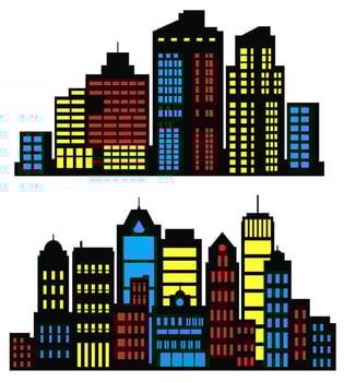 City skyline set skylane vector