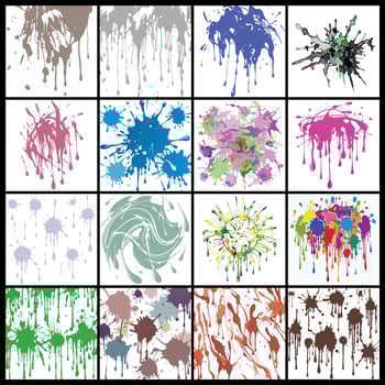 Set of Abstract Paint Splatters and Drips in Earthy and Pastel Tones vector
