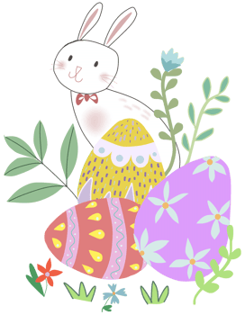 Easter bunny with eggs png
