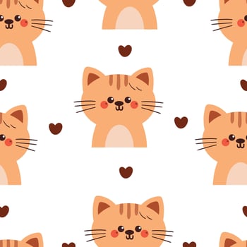 seamless pattern cartoon cat with hearts. cute animal pattern for wallpaper, background and gift wrap paper vector