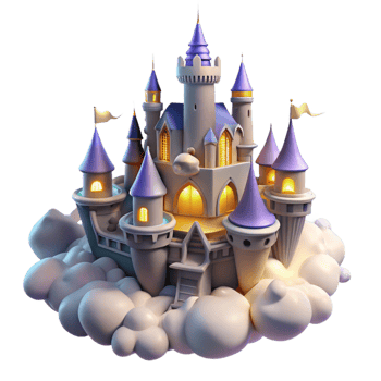 striking classic A floating castle in the clouds, intricate spires, glowing windows, magical, dreamy, fantasy art, 8K png