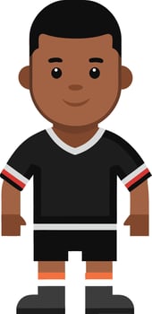 A cartoon black man in a black soccer uniform vector