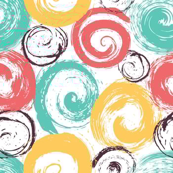 Seamless pattern with abstract brush strokes and circles. Modern Art design vector
