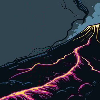 Volcano Eruption Lava Flow Illustration vector
