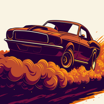 Classic Muscle Car Burning Tires vector