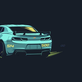 Teal Camaro 500 Racing Car Back View vector