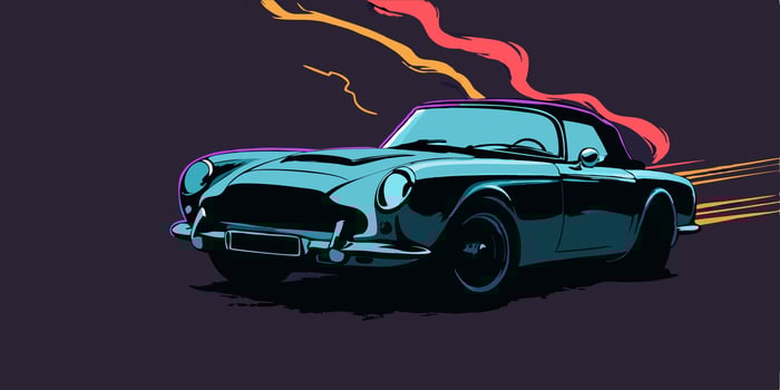 Classic Car Speeding, Retro Art vector