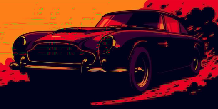 Classic Car Speeding, Retro Artwork vector