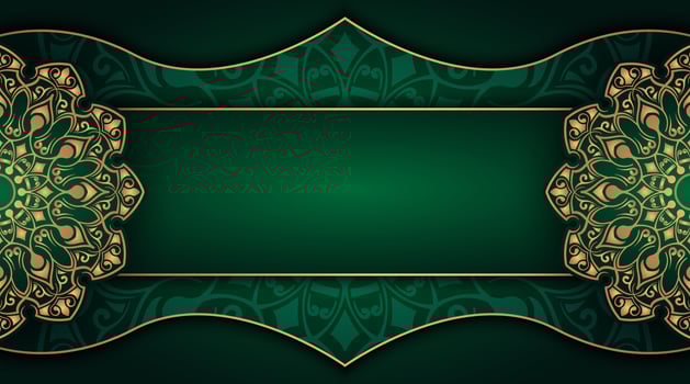 Luxury green background with golden mandala vector