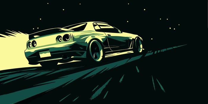 Night Drive Green Sports Car Illustration vector