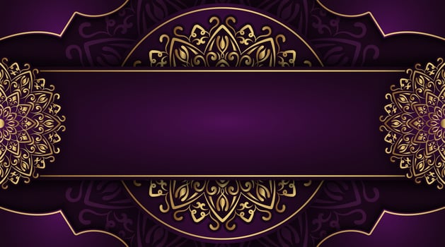 luxury purple background gold round ornament vector