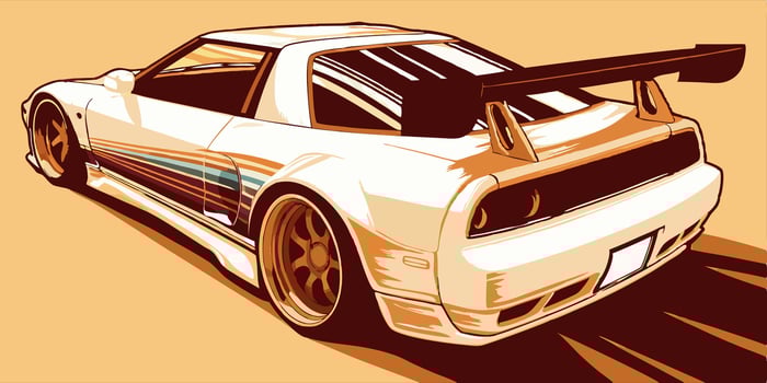 White NSX with Racing Stripes and Spoiler vector