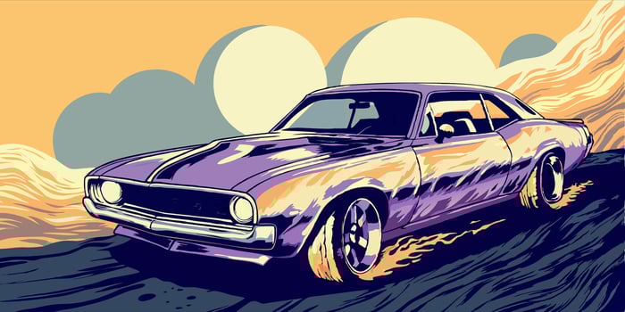 Purple Classic Muscle Car Illustration vector