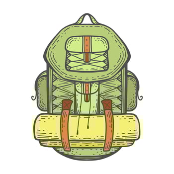 Summer trip .Camping backpack . vector