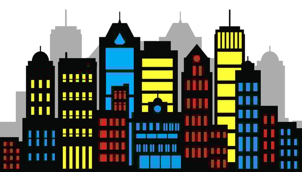 City skyline set color vector