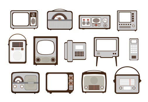 Retro tv set icons illustration vector