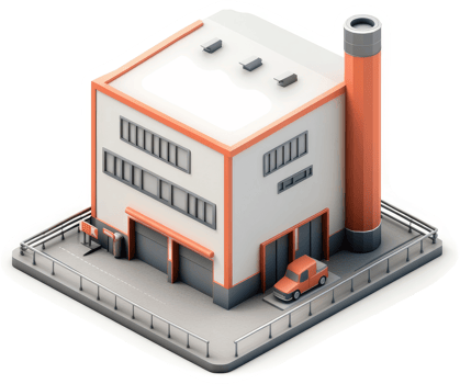 Simplified isometric rendering of an industrial facility. png