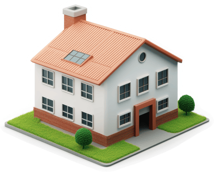 Two-story home with a terracotta roof. png