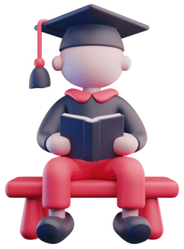 3d illustration of a student sitting on a bench reading a book. png