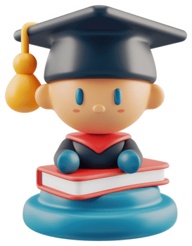 Cute cartoon student figurine with graduation cap. png