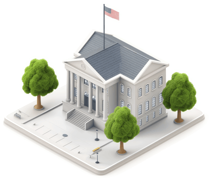 Isometric view of a classic government building. png