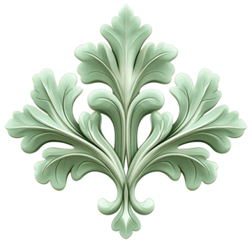 Ornate, light-green, symmetrical foliate design. png