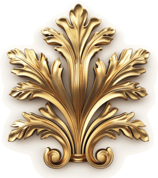 Ornate golden floral design for decorative accents. png