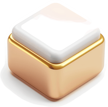 Gold-toned, square electrical switch with white accents. png