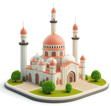 Islamic mosque with decorative architectural details. png