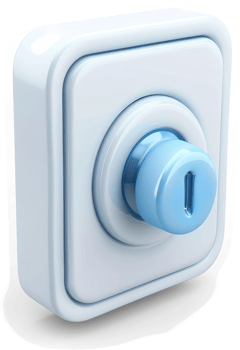 Light switch, modern design, with light blue accent. png