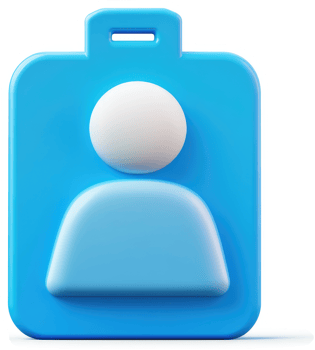 Digital representation of a light blue user icon badge. png