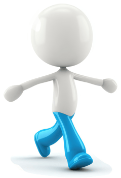 3D rendering of a stylized, walking figure. png