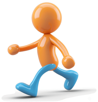 Animated orange figure striding in a forward motion. png