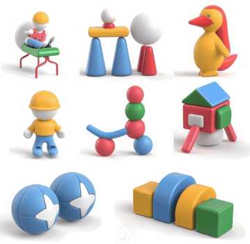 Colorful, playful children's toys and construction sets. png