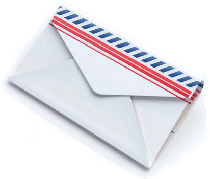 White envelope with red and blue stripes. png
