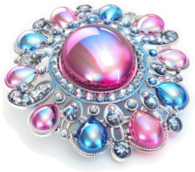 Radiant, multicolored brooch with sparkling embellishments. png