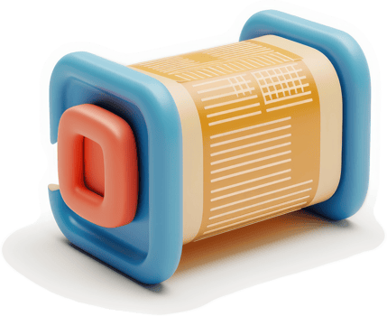 Colorful, abstract representation of a rolled-up document or schedule. png