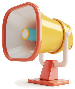 Colorful loudspeaker icon for communication. png