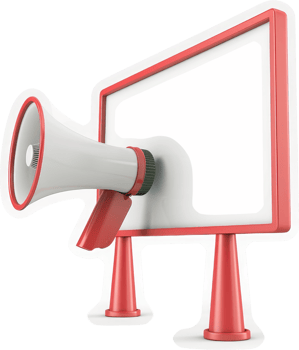 Public announcement billboard with a megaphone. png
