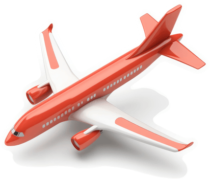 Bright orange and white jet plane model. png