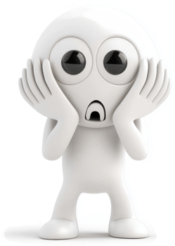 A bewildered, frightened cartoon character expresses distress. png